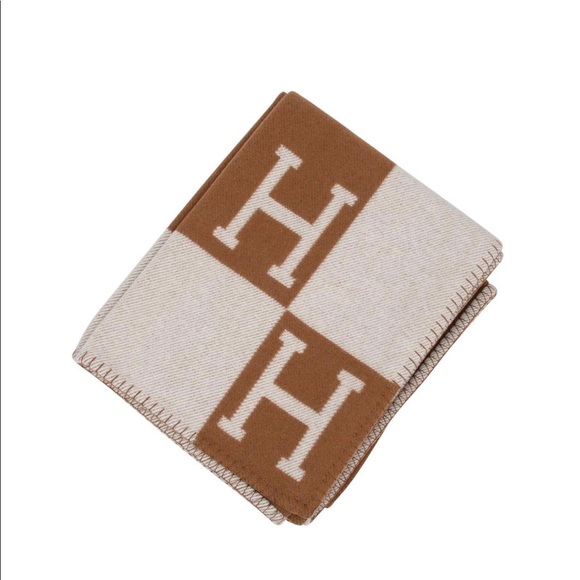 Hermès blanket AVALON lll H camel and ecru throw. - Picture 3 of 8